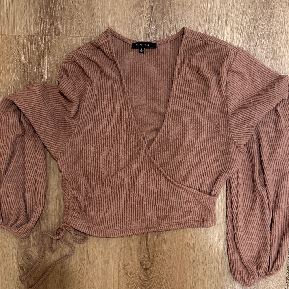 Brown soft Wrap Top
